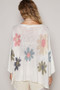 POL Flower Dropped Shoulder Long Sleeve Knit Top