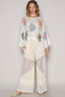 POL Flower Dropped Shoulder Long Sleeve Knit Top