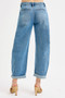 RISEN Full Size Mid Rise Fit Barrel Roll Up Jeans Plus Size
