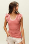 BiBi Rib Knit With Textured Ruffled Top
