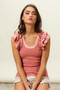BiBi Rib Knit With Textured Ruffled Top