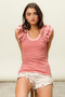 BiBi Rib Knit With Textured Ruffled Top