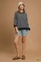 Umgee Ribbed Hem Striped Oversized Knit Top