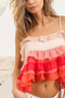BiBi Crinkle Chiffon Ruffle Tiered Adjustable Strap Top