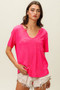 BiBi Waved Rib U Neck Top With Front Pocket