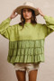 BiBi French Terry and Woven Mixed Tiered Top