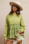 BiBi French Terry and Woven Mixed Tiered Top