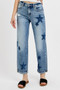 RISEN Full Size Mid Rise Boyfriend Star Shadow Detail Cuffed Jeans Plus Size