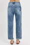 RISEN Full Size Mid Rise Boyfriend Star Shadow Detail Cuffed Jeans Plus Size