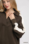 Umgee Color Block Polo Sweatshirt
