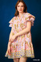 Umgee Floral Ruffle-Sleeve Tunic Dress