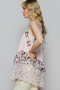 POL Floral Print Scoop Neck Tank with Lace Trim