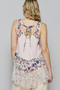 POL Floral Print Scoop Neck Tank with Lace Trim