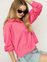 Umgee Exposed Seam Long Sleeve Polo Top with Side Slit