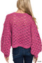 Zenana Oversized Cropped Crochet Knit Sweater