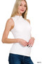 Zenana Ribbed Sleeveless Mock Neck Top