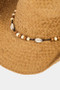 Fame Beaded Cowrie Shell Straw Weave Western Cowboy Hat
