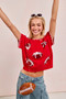 BiBi Gameday Sequin Football Embroidered Stitch Sweater