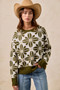 BiBi Flower Pattern Long Sleeve Sweater