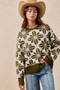 BiBi Flower Pattern Long Sleeve Sweater