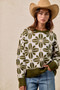 BiBi Flower Pattern Long Sleeve Sweater