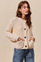 SO ME Metal Button Long Sleeve Chunky Sweater Cardigan