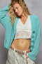 POL V-Neck Long Sleeve Cardigan with Exaggerated Buttons