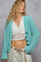 POL V-Neck Long Sleeve Cardigan with Exaggerated Buttons