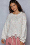 POL Round Neck Fringed Hem Sweater