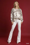 Umgee Full Size Metallic Fabric Blouse with Balloon Sleeves Plus Size