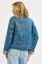 RISEN Oversized Cargo Pocket Denim Jacket with Cuffed Sleeves