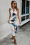 Sleeveless Geo Print Wide Leg Belted Jumpsuit