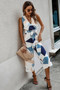 Sleeveless Geo Print Wide Leg Belted Jumpsuit