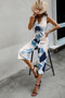 Sleeveless Geo Print Wide Leg Belted Jumpsuit