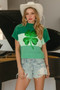 BiBi Sequin Clover Embroidery Color Block Sweater