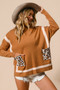 BiBi Mock Neck Sweater with Leopard Pocket