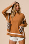 BiBi Mock Neck Sweater with Leopard Pocket