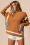 BiBi Mock Neck Sweater with Leopard Pocket