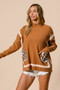 BiBi Mock Neck Sweater with Leopard Pocket