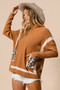 BiBi Mock Neck Sweater with Leopard Pocket