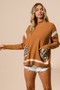 BiBi Mock Neck Sweater with Leopard Pocket