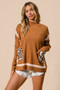 BiBi Mock Neck Sweater with Leopard Pocket