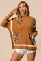 BiBi Mock Neck Sweater with Leopard Pocket