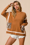BiBi Mock Neck Sweater with Leopard Pocket