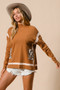 BiBi Mock Neck Sweater with Leopard Pocket