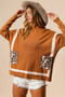 BiBi Mock Neck Sweater with Leopard Pocket