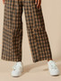 SO ME Check Plaid Wide Leg Pants with Big Patch Pockets