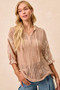BiBi Jacquard Flower Puff Sleeve Hooded Knit Top