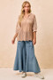 BiBi Jacquard Flower Puff Sleeve Hooded Knit Top
