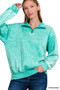 Zenana Acid Wash Fleece Quarter Zip Sweatshirt